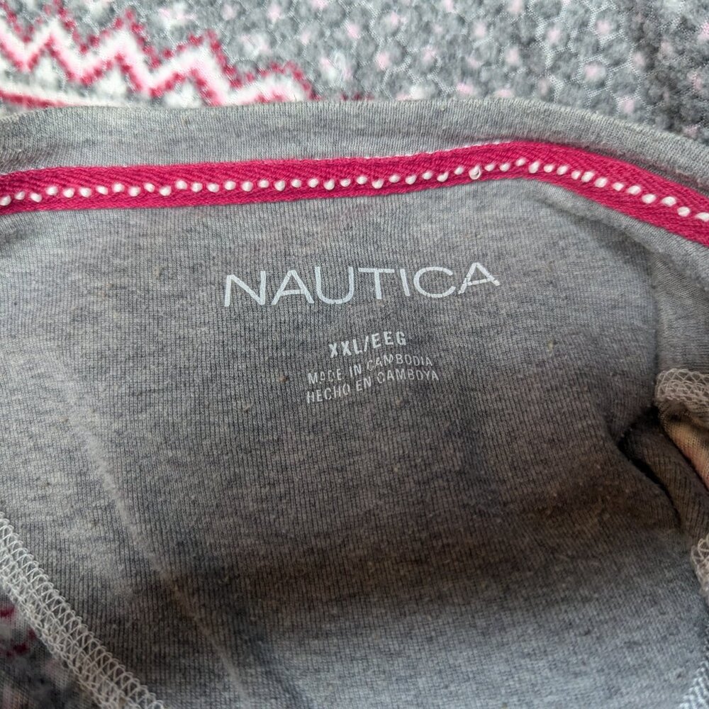 Nautica Winter Themed Red White Gray Women Fleece Pajamas 2 Piece Set Size XXL - Picture 3 of 16
